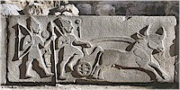 On the left god Kuruntiya and on the left the Storm God of Aleppo riding a bull drawn chariot - K. Kohlmeyer, 2020